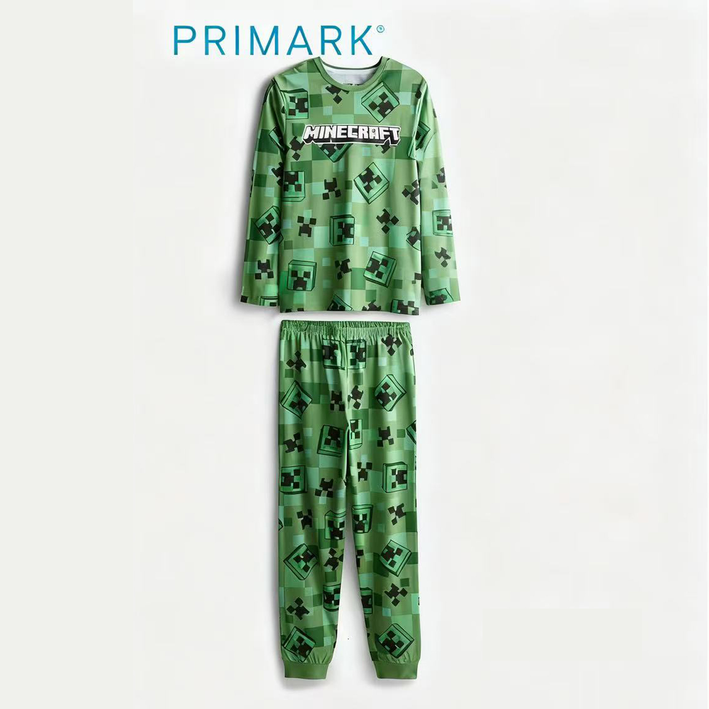 现货英国Primark正品男童绿色我的世界长袖家居服睡衣秋裤3-15岁