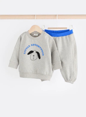 现货英国Next正品婴童灰色小狗长袖卫衣大PP裤套装休闲K90-060