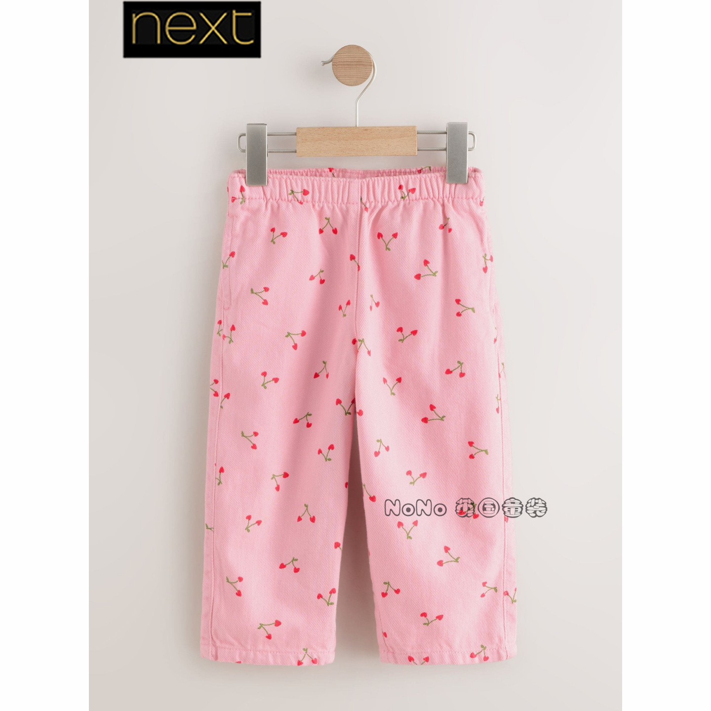 英国Next正品代购女童粉色樱桃印花休闲长裤春秋纯棉1-7岁AM6-322