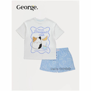 现货英国乔治George女大童Squishmallows猫早餐面包家居服睡衣裤