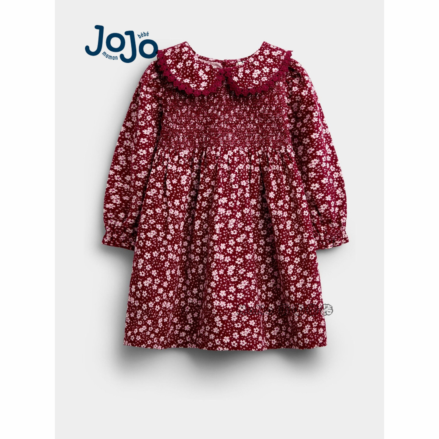 英国JoJo Maman Bebe女童碎花娃娃翻领长袖连衣裙全棉新款Y93-034