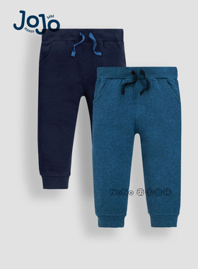英国JoJo Maman Bebe男童深蓝色长裤运动卫裤两条1-9岁C92-324