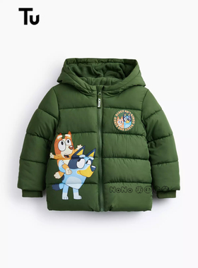 代购英国TU正品墨绿色布鲁伊宾果外套加厚棉服连帽防寒服1-7岁