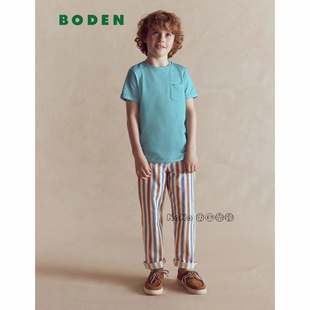 代购 Boden儿童蓝咖条纹牛仔裤 休闲直筒全棉2 14岁B3174 英国Mini