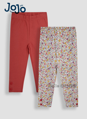 英国JoJo Maman Bebe女童橙色碎花打底裤长裤休闲1-7岁F86-099