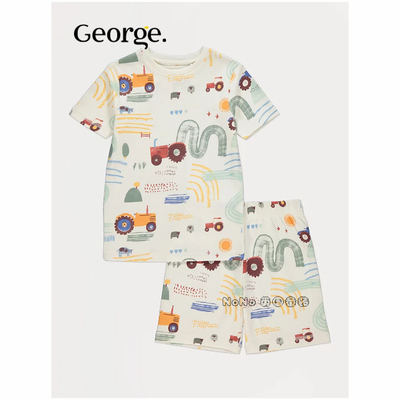 英国乔治George男童拖拉机农场短袖家居服睡衣裤全棉1397837