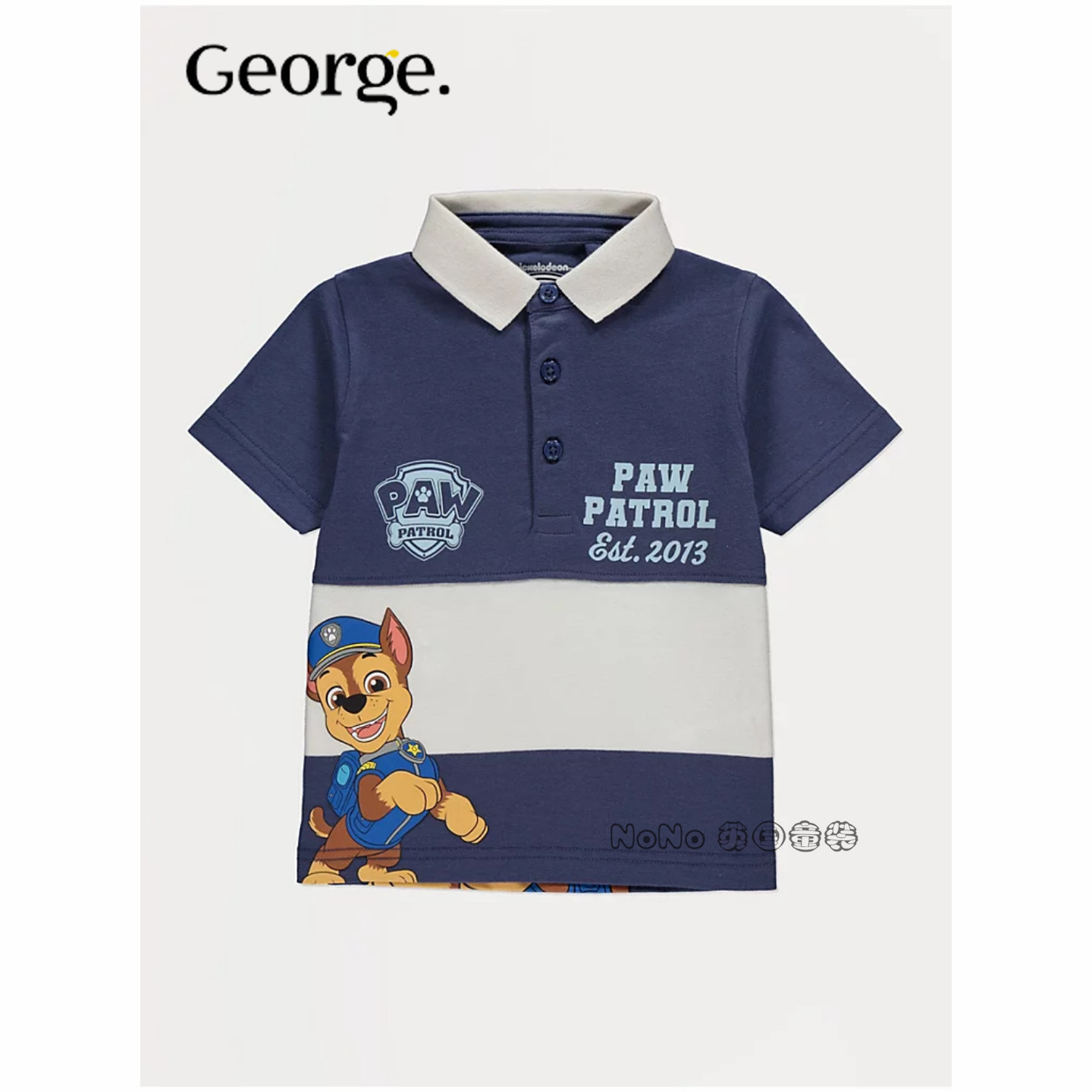 代购英国乔治George儿童蓝白色汪汪队POLO短袖T恤全棉新款1403502