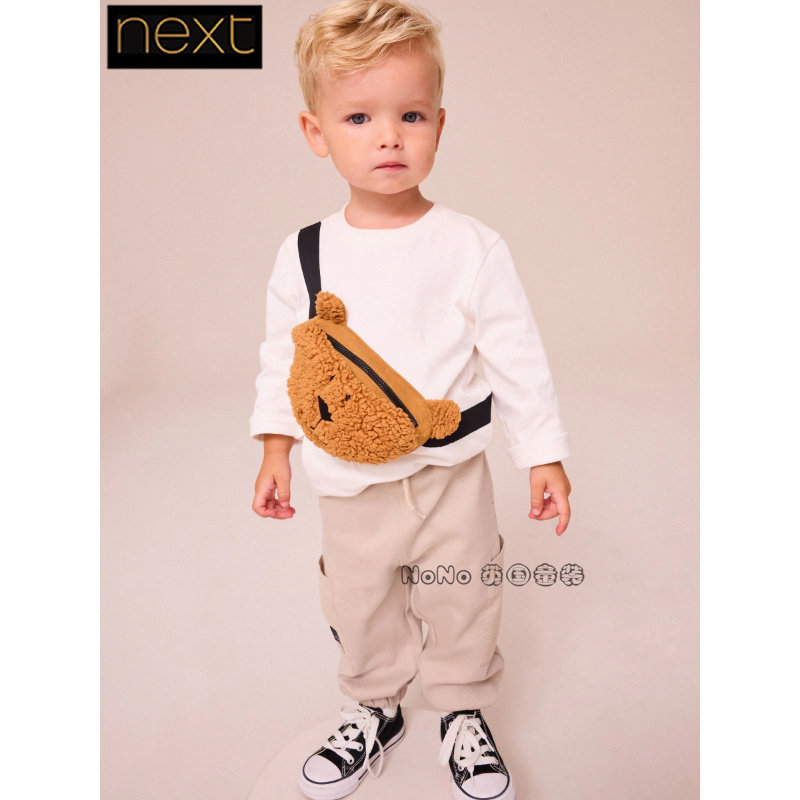 英国Next正品代购男童泰迪熊斜挎包长袖T恤卫裤运动套装N71-073