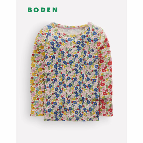 代购英国Mini BODEN女童粉红蓝色碎花长袖T恤休闲打底2-14岁G4920