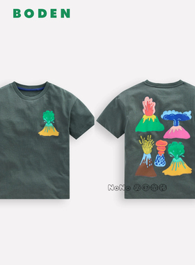 代购英国Mini BODEN正品男童彩色火山印花短袖T恤全棉2-10岁B2962
