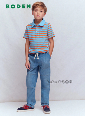 代购英国Mini Boden儿童浅蓝色牛仔裤休闲直筒全棉2-14岁B2905