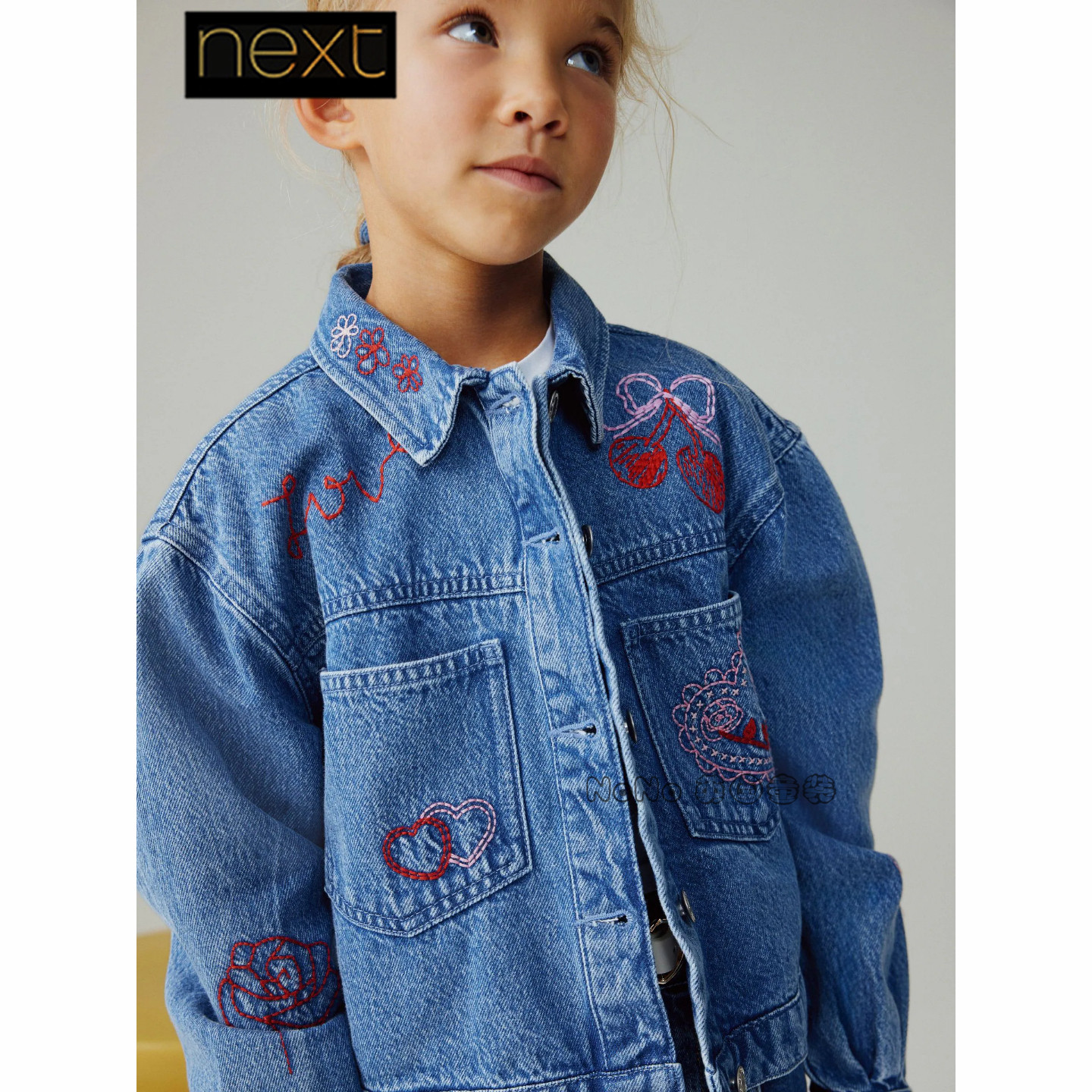 英国Next女大童亲子款蓝色刺绣爱心外套牛仔夹克3-16岁H47-417,童装/婴儿装/亲子装,普通外套,淘宝优惠券,粉丝福利购,淘宝优惠卷