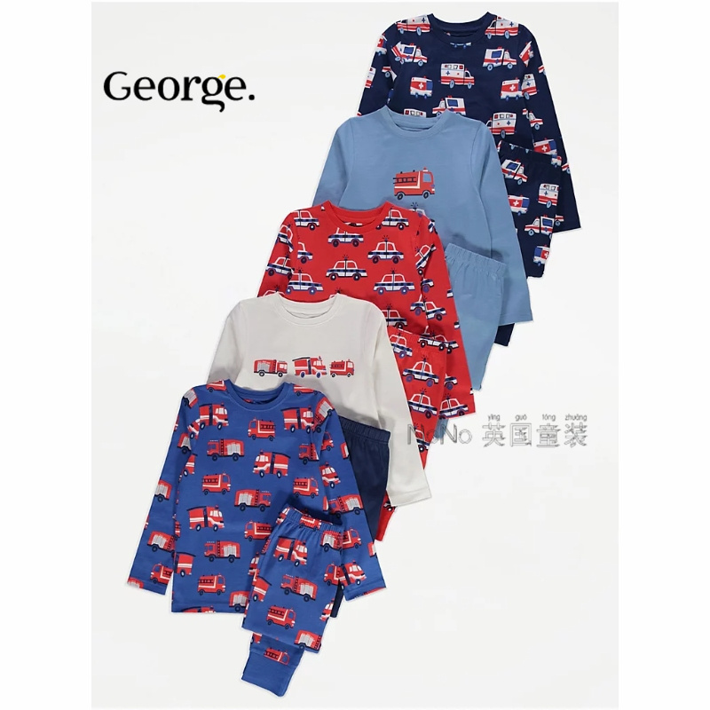 英国George警车消防睡衣秋裤家居