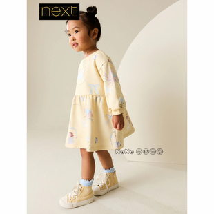 英国Next代购女童黄色花仙子兔子连衣裙长袖卫衣裙1-7岁H57-635