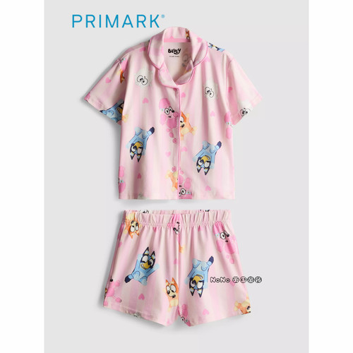 英国Primark正品女童粉色布鲁伊宾果开衫短袖家居服睡衣裤新款