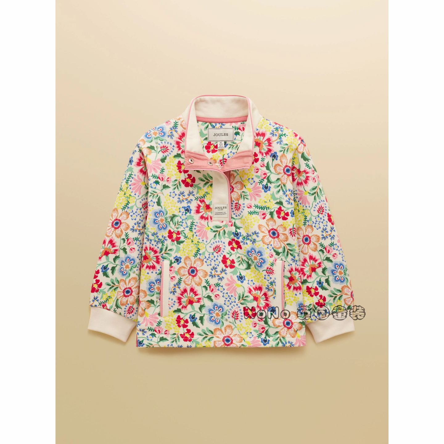 NEXT英国兔代购女童乳白色碎花卫衣立领运动衫2-10岁E58-055