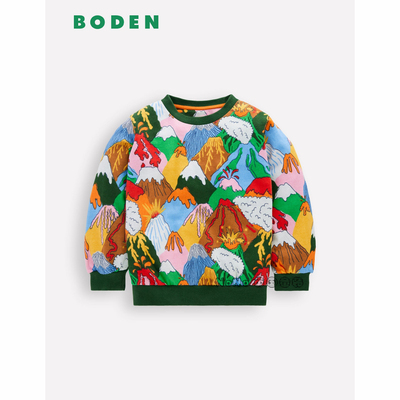 英国Mini Boden男童火山雪山涂鸦卫衣运动衫套纯棉2-12岁B3068