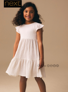 代购英国Next女大童亲子款白色天使短袖连衣裙3-16岁新款Y09-961