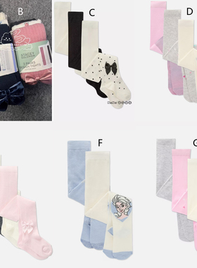 现货英国PRIMARK女童乳白蓝色波点蝴蝶结爱莎独角兽连裤袜弹力袜