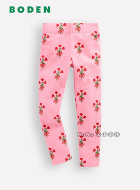 代购英国Mini Boden女童粉红色小碎花打底长裤全棉2-14岁G5517