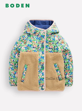 英国Mini BODEN女童绿色碎花外套羊羔毛棉服加厚棉衣2-14岁G5538