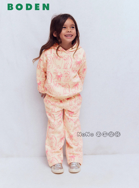 英国Mini Boden女童兔子猫咪涂鸦卫衣衫运动阔腿长裤2-10岁G5653