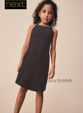 英国Next正品女大童亲子款黑色吊带连衣裙3-16岁新款Y09-962