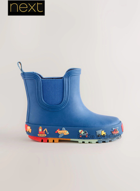 英国Next代购儿童挖掘机工程车直升飞机雨靴中高筒水鞋H50-593