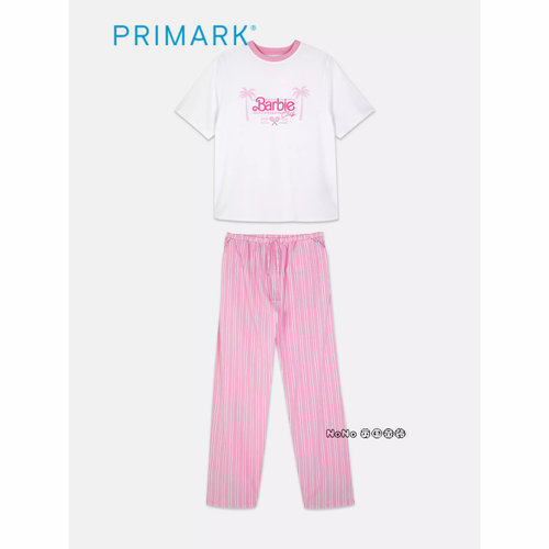代购英国Primark女款成人大童粉色芭比家居服短袖睡衣长睡裤