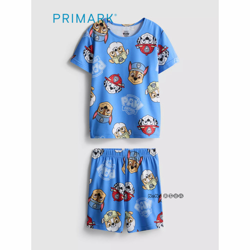 英国Primark代购儿童蓝色汪汪队满印短袖家居服睡衣裤柔软新款