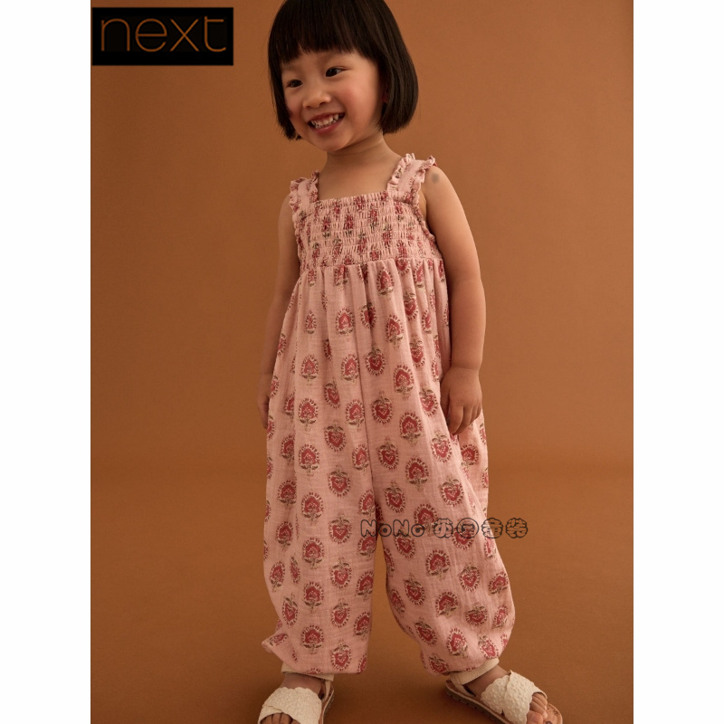 Next英国正品代购女童粉色印花连身裤体裤连身衣打揽防蚊E79-579
