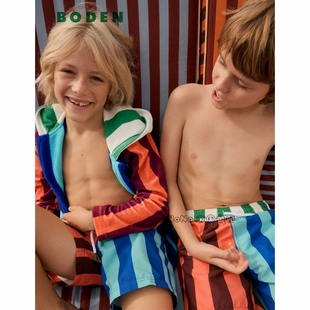 英国Mini BODEN男童红蓝色条纹AB沙滩裤短裤运动泳裤2-14岁B3194