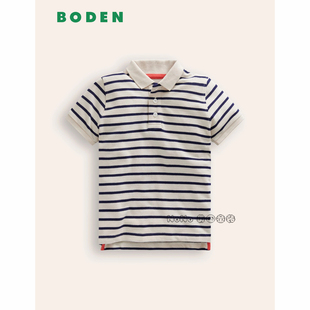英国Mini BODEN男童蓝白色条纹百搭POLO衫短袖T恤全棉2-14岁B2875