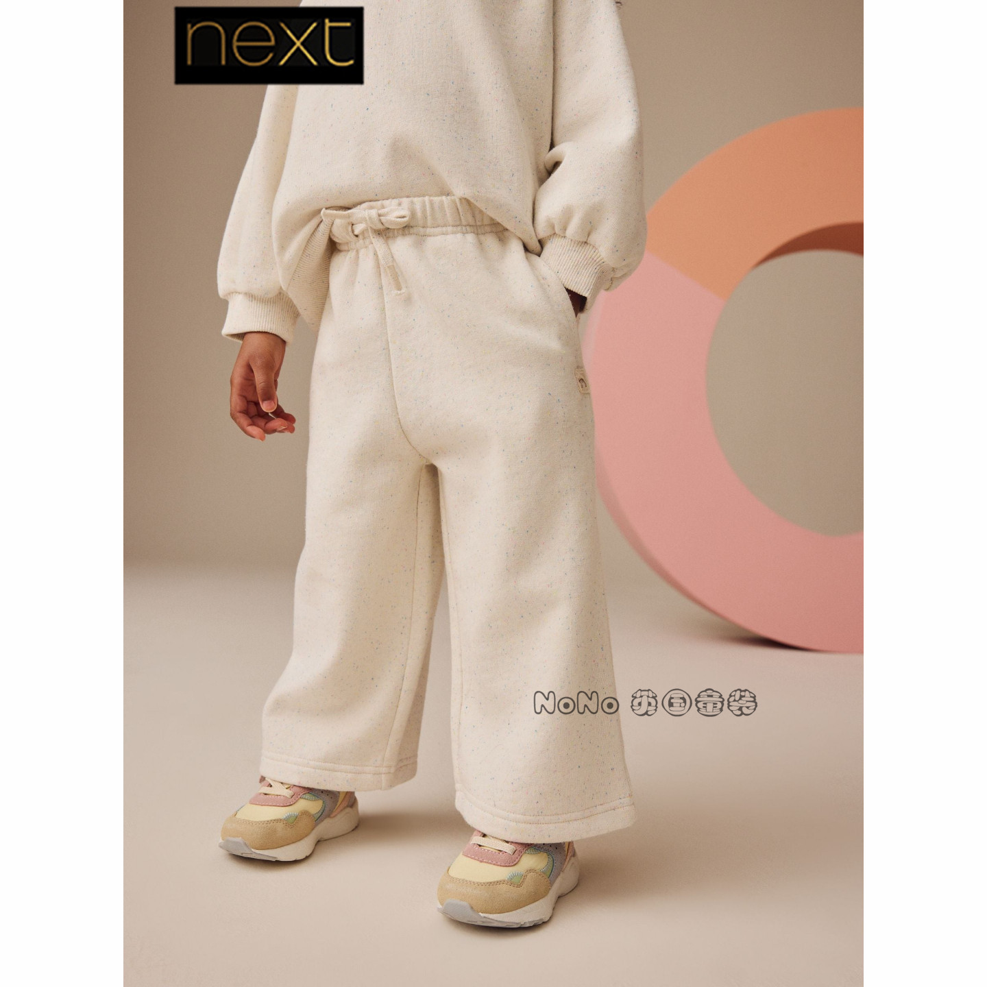 Next英国正品女童燕麦色卫裤加绒休闲阔腿长裤1-7岁新款E29-224