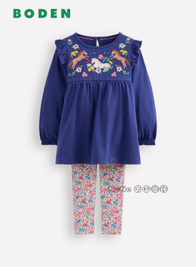 英国Mini Boden代购女童独角兽飞马长款长袖T裙打底裤套装G5601