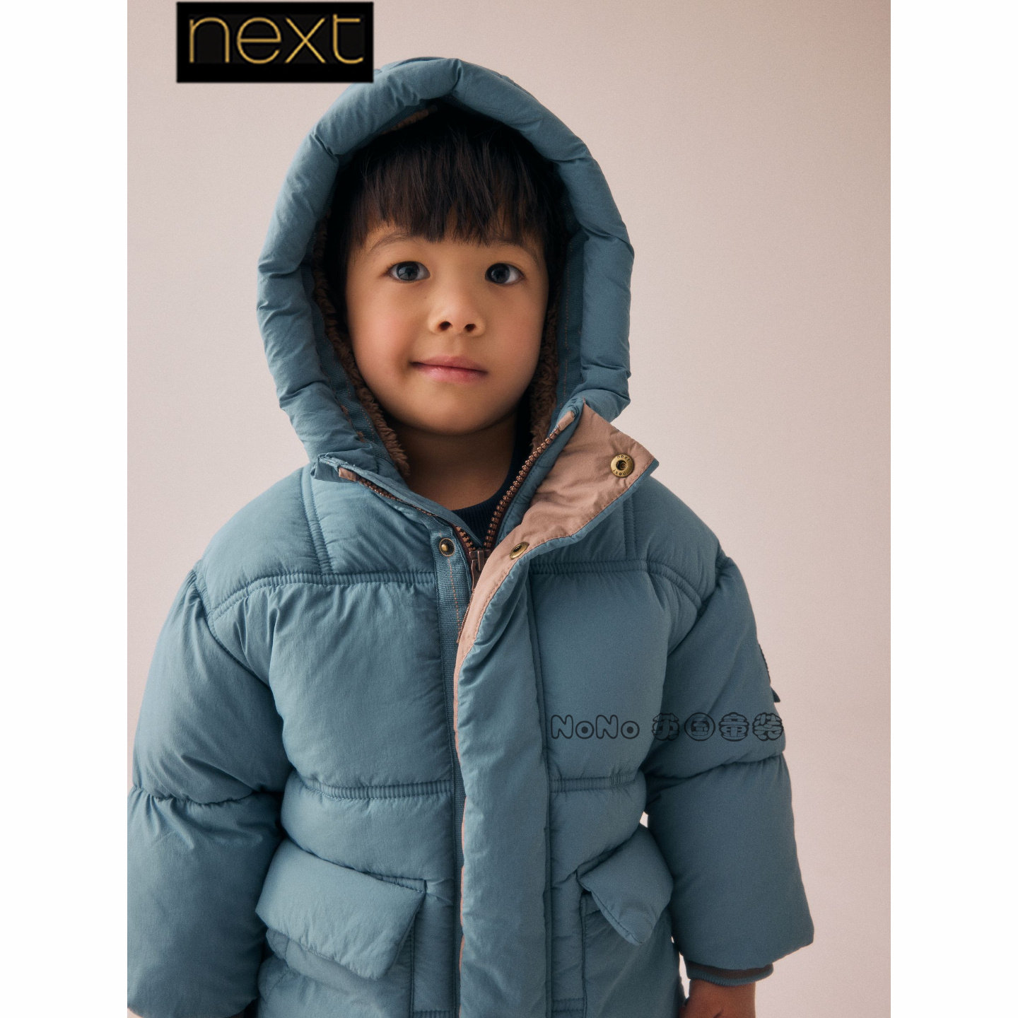 英国Next正品代购儿童蓝色外套加厚毛衬棉服卡通棉衣大衣AV1-024