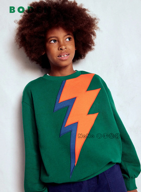 英国Mini Boden正品男童绿橙色闪电卫衣运动衫套纯棉2-12岁B3025