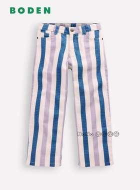 代购英国Mini Boden女童蓝紫色条纹牛仔裤长裤全棉2-14岁G5859