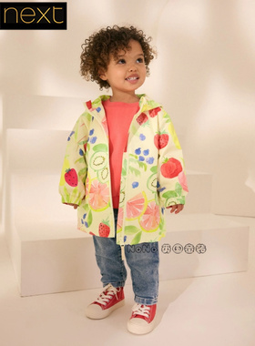 英国Next正品代购女中小童春黄色水果草莓子风衣外套防雨E25-126