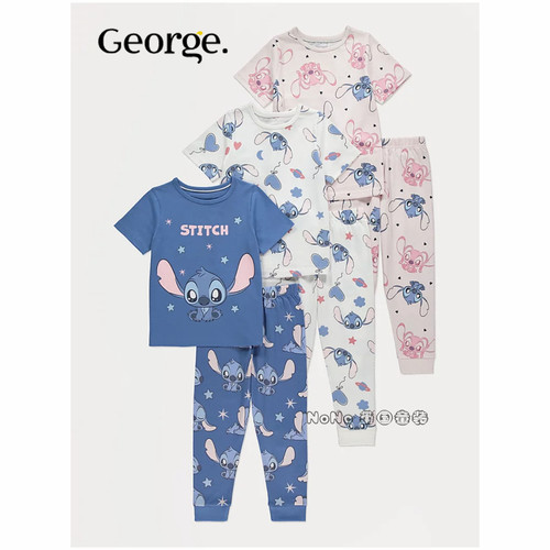 英国乔治George女大童史迪奇史迪仔家居服睡衣秋裤纯棉1453450
