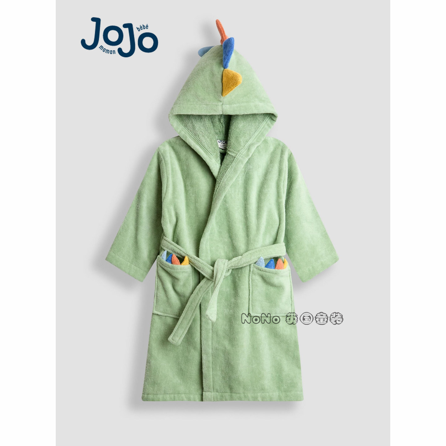 英国JoJo Maman bebe男童绿色恐龙软毛巾睡袍浴巾长袍浴袍H12-674
