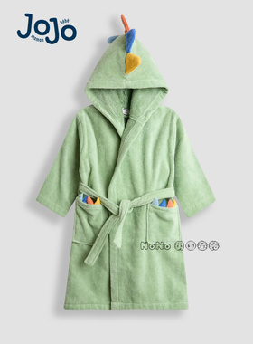 英国JoJo Maman bebe男童绿色恐龙软毛巾睡袍浴巾长袍浴袍H12-674