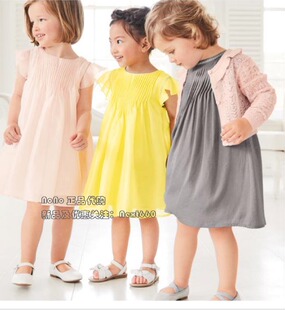 现货英国Next正品女童粉色柠檬黄色灰色连衣裙生日宴会礼服