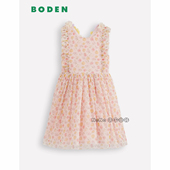 英国Mini Boden女童粉黄色小碎花吊带交叉田园连衣裙2 12岁G5808
