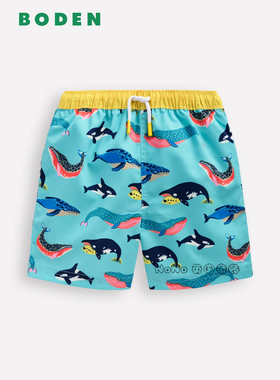 英国Mini BODEN代购男童蓝色鲸鱼沙滩裤短裤运动泳裤2-12岁B3194
