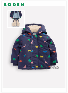 英国Baby BODEN婴童蓝色恐龙外套马甲棉服加厚棉衣0-3岁套装Y2735