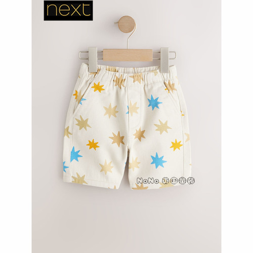 Next英国正品代购儿童彩色星星印花全棉休闲短裤新款1-7岁Y51-602