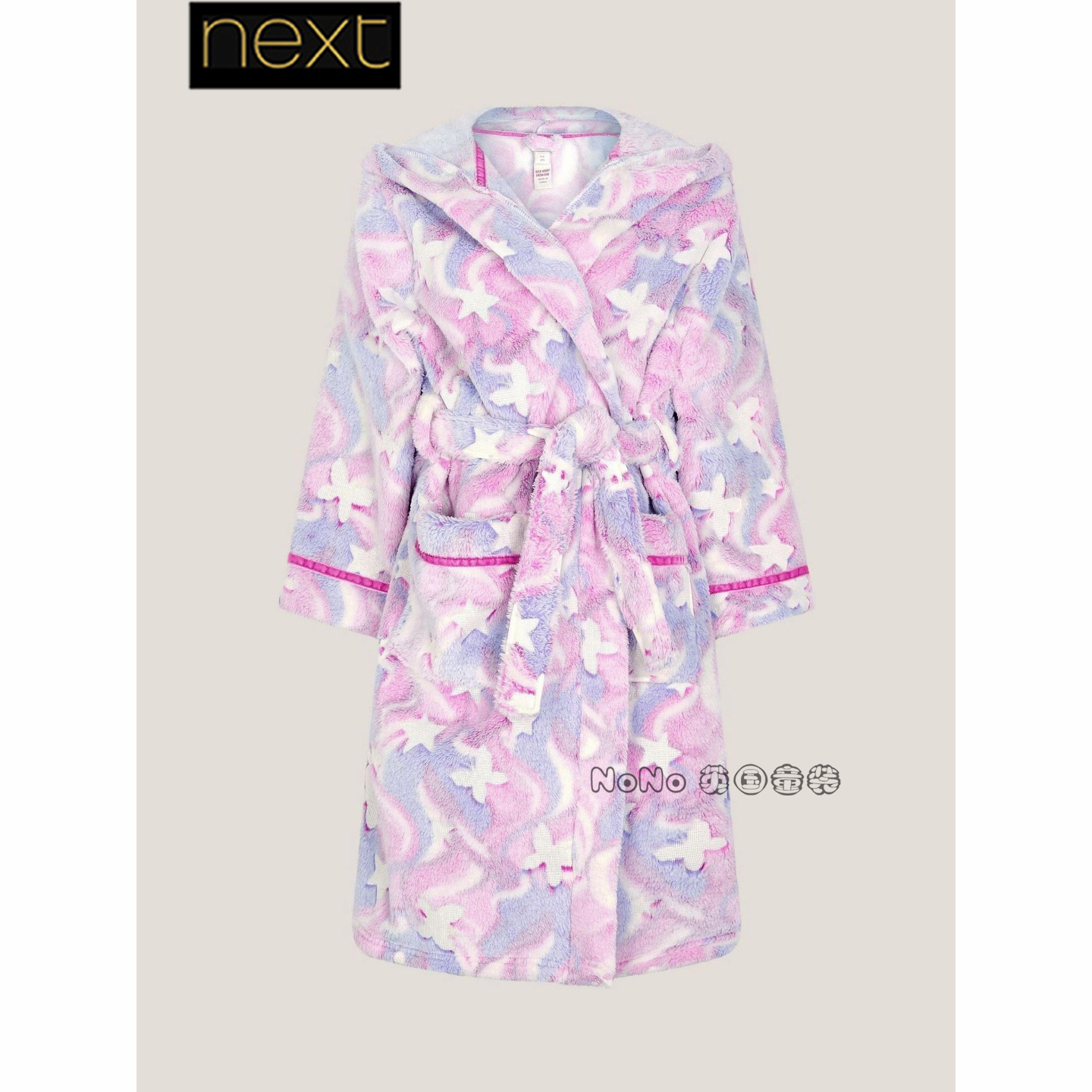 现货Next英国官网MONSOON女童紫色夜光蝴蝶睡袍浴袍家居服G07-686