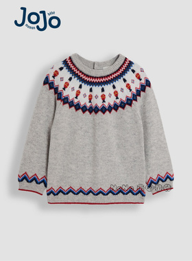 英国JoJo Maman Bebe男童灰色卫兵费尔岛毛衣针织衫羊毛F49-228