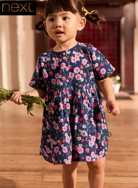 英国Next正品童Cath Kidston蓝色草莓印花打揽连衣裙纯棉906-161